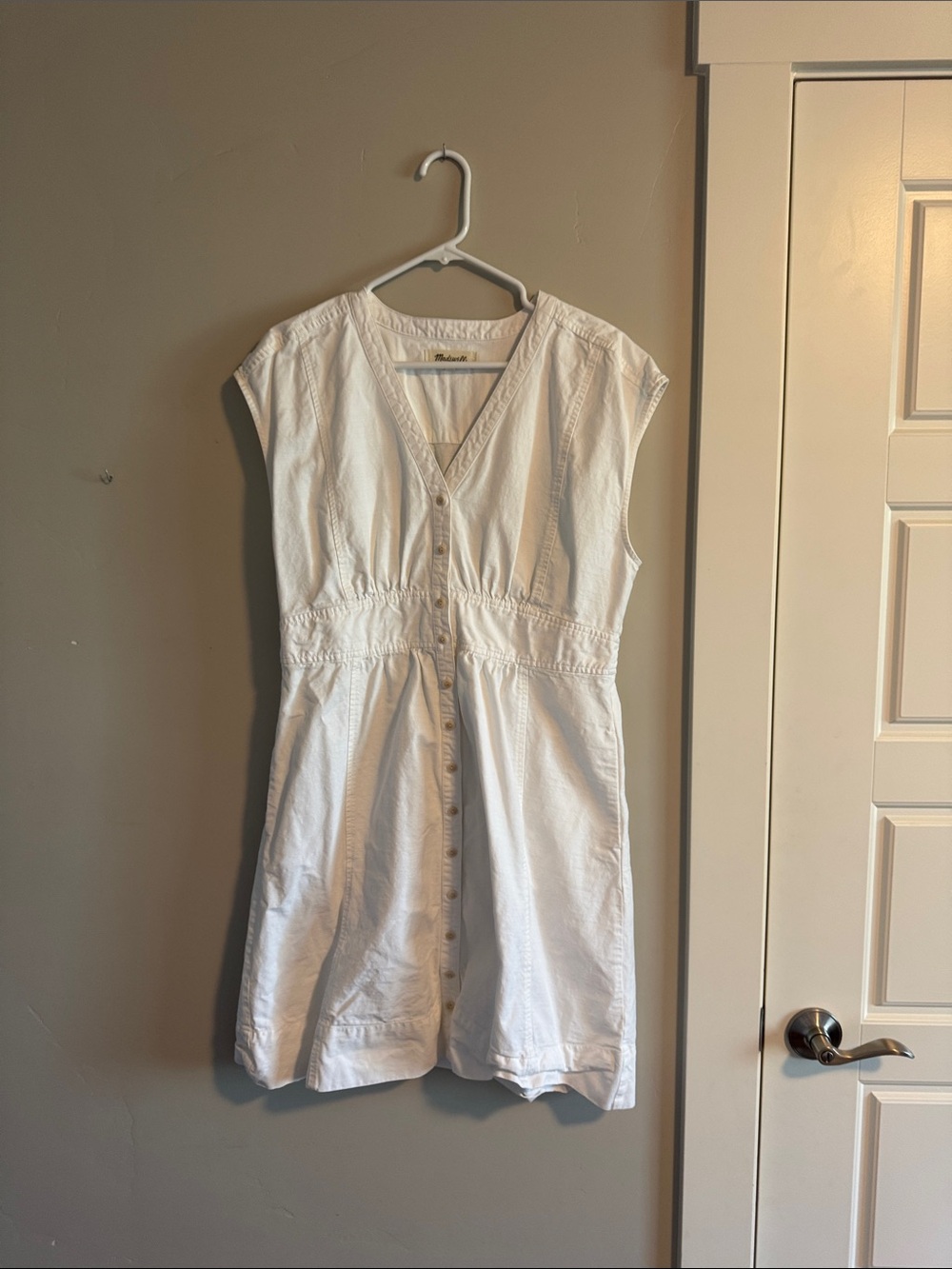 Madewell White Button-Front Mini Dress